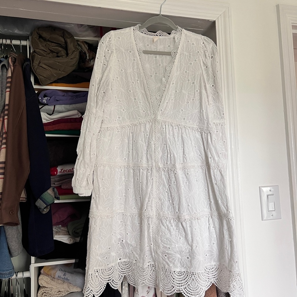 Elegant White Eyelet/Lace Dress